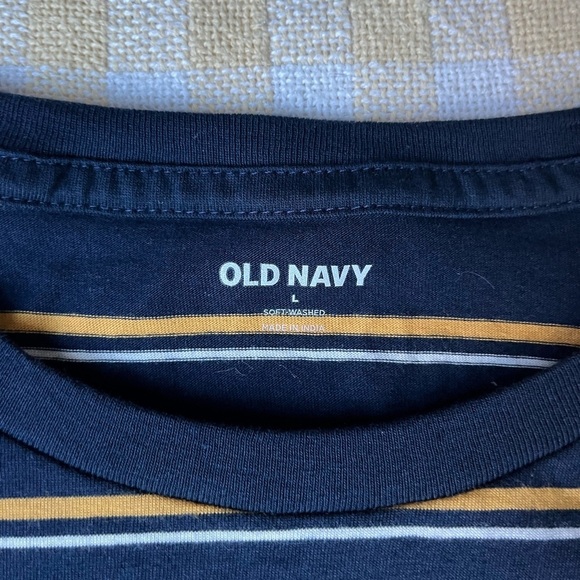 Old Navy Blue and Yellow Striped Tee - Picture 3 of 4
